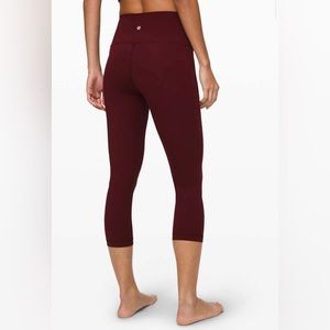 Lululemon Wunder Under High Rise Crop Full On Extreme Garnet Sz 2